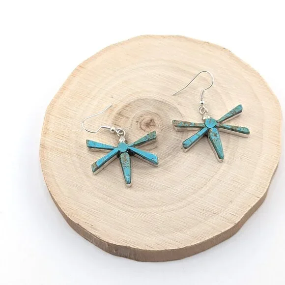 Genuine Navajo Turquoise Earrings Handmade Native American Jewelry for Women *** - Picture 13 of 14